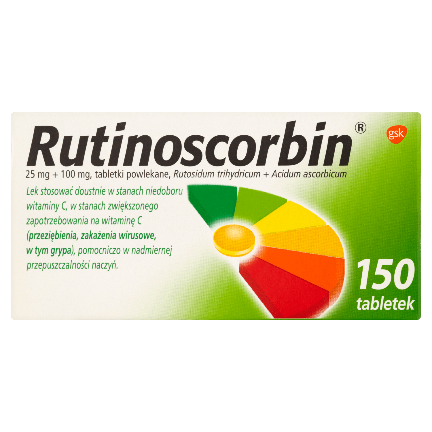 Rutinoscorbin, tabletki powlekane na odporność z witaminą C, 150 szt.