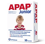 Apap Junior granulat na objawowe leczenie bólu łagodnego do umiarkowanego i gorączki, 10 sasz.