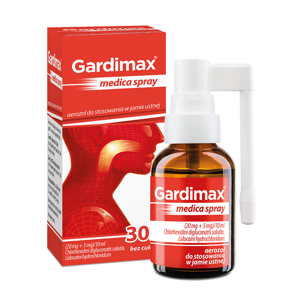Gardimax Medica spray aerozol łagodzący stany zapalne jamy ustnej i gardła, butelka 30 ml