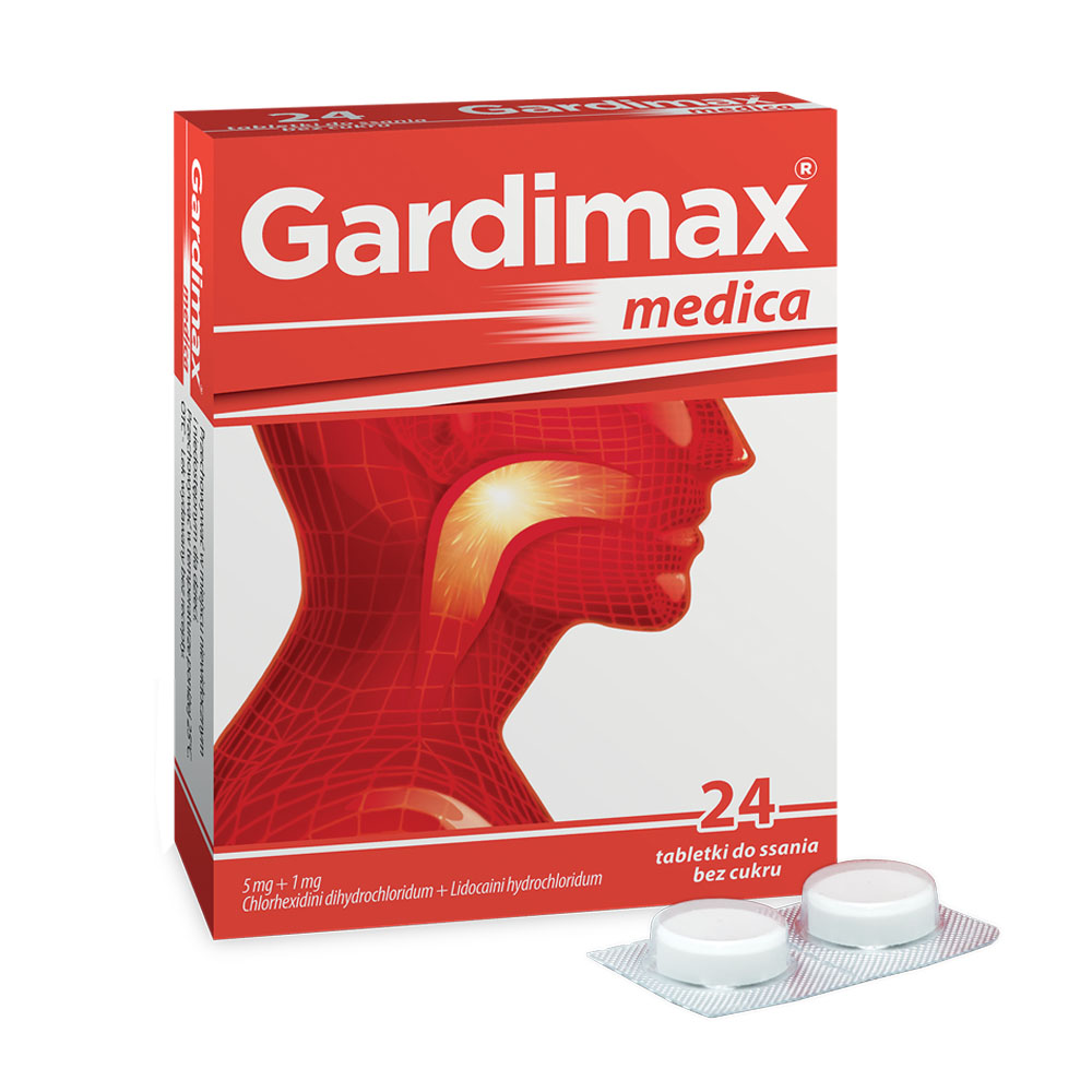 Gardimax Medica tabletki łagodzące stan zapalny jamy ustnej i gardła, 24 szt.