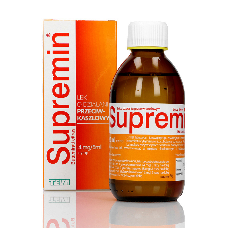 Supremin, syrop na ostry, suchy kaszel, butelka 200 ml