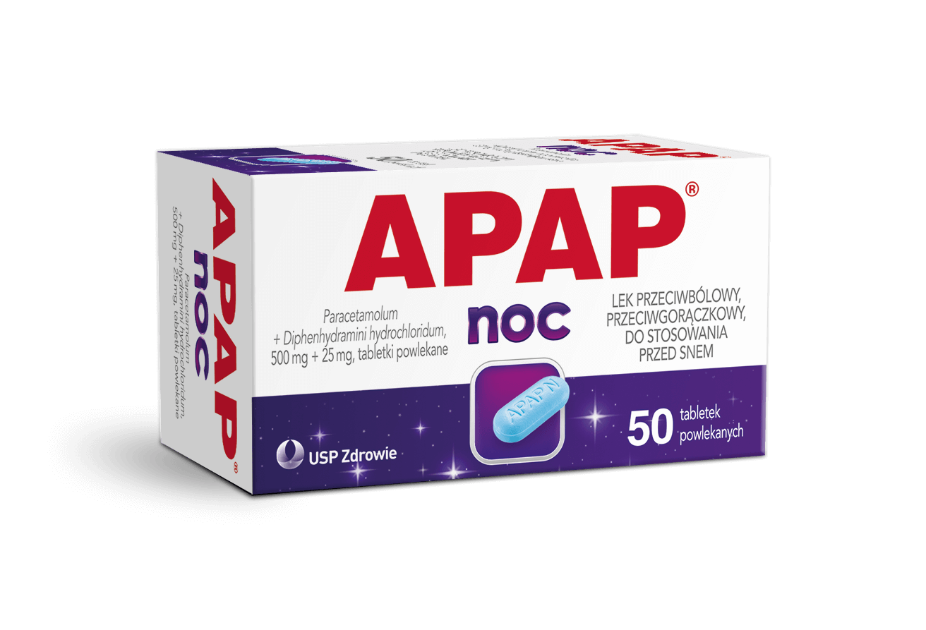 Apap Noc tabletki na ból o różnym pochodzeniu, ułatwiające zasypianie, 50 szt.
