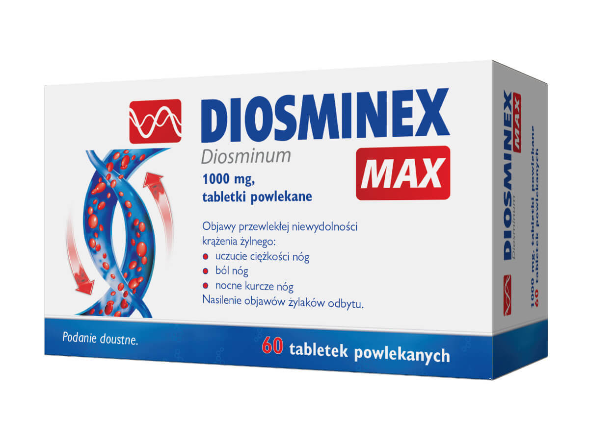 Diosminex Max tabletki na uczucie ciężkich nóg oraz nocne skurcze,  60 szt.