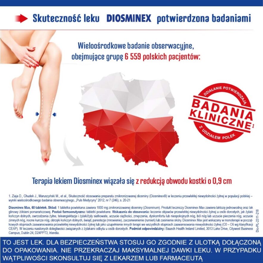 Diosminex Max, tabletki na uczucie ciężkich nóg oraz nocne skurcze,  60 szt.
