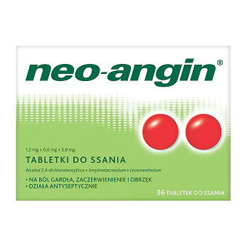 Neo-Angin, tabletki do stosowania w stanach zapalnych jamy ustnej oraz bólu gardła, 36 szt.