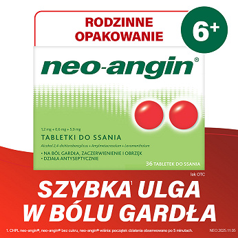 Neo-Angin, tabletki do stosowania w stanach zapalnych jamy ustnej oraz bólu gardła, 36 szt.