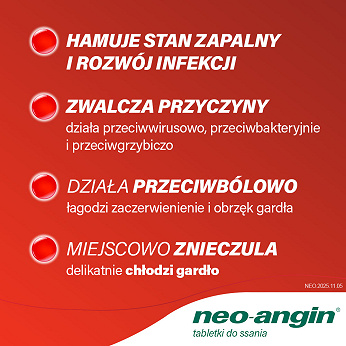 Neo-Angin, tabletki do stosowania w stanach zapalnych jamy ustnej oraz bólu gardła, 36 szt.