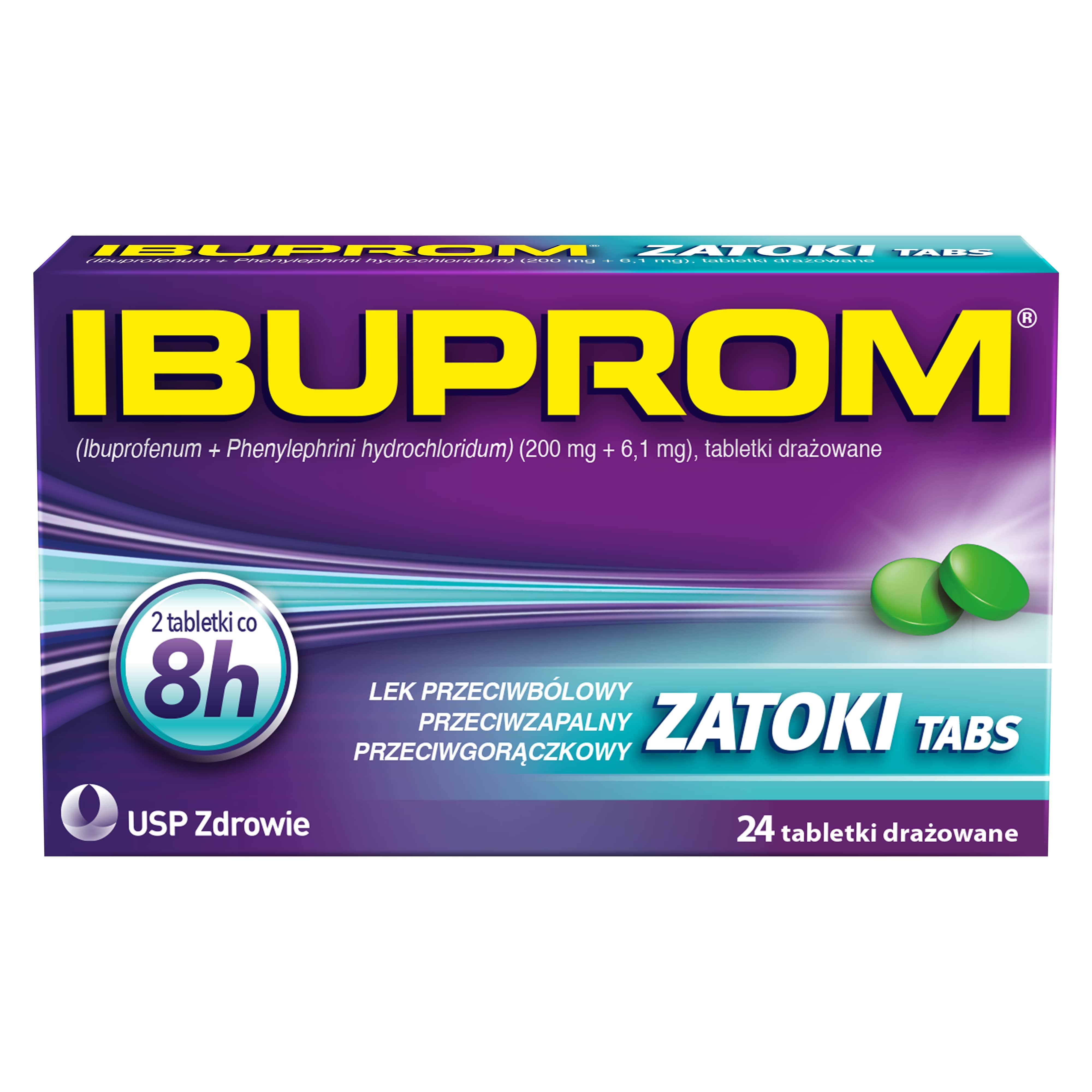 Ibuprom Zatoki Tabs 200 mg + 6,1 mg tabletki, 24 szt.