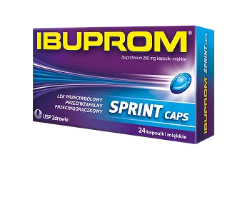 Ibuprom Sprint Caps 200 mg, tabletki przeciwzapalne, przeciwbólowe, przeciwgorączkowe, 24 szt.