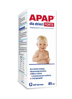 Apap dla dzieci Forte, zawiesina na ból o słabym i umiarkowanym nasileniu oraz gorączkę dla dzieci, butelka 85 ml