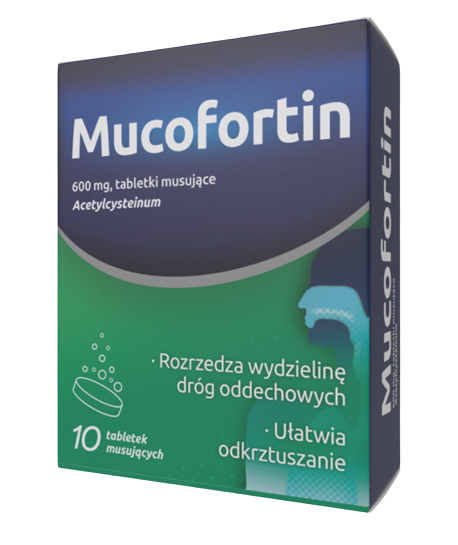 Mucofortin, tabletki musujące ułatwiające odksztuszanie, 10 szt.
