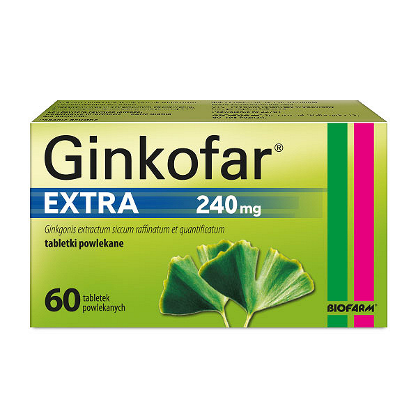 Ginkofar Extra tabletki powlekane wspierające sprawność umysłową, 60 szt.
