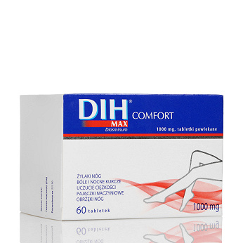 DIH Max Comfort 1000 mg, tabletki na bóle i nocne kurcze nóg, 60 szt.