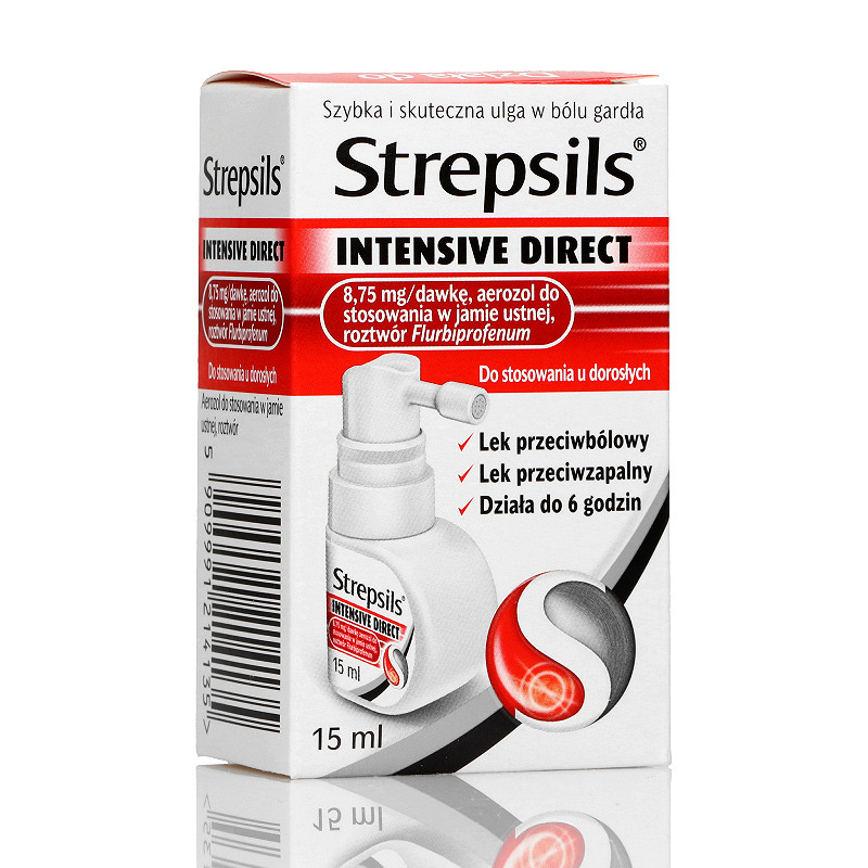 Strepsils Intensive Direct, aerozol na ból gardła, butelka 15 ml