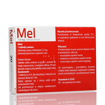 Mel, tabletki przeciwzapalne, przeciwbólowe, przeciwgorączkowe, 20 szt.