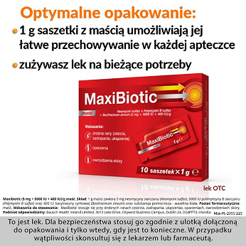 Maxibiotic, maść na drobne ranu i otarcia, 10 sasz.