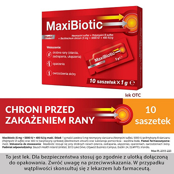 Maxibiotic, maść na drobne ranu i otarcia, 10 sasz.