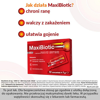 Maxibiotic, maść na drobne ranu i otarcia, 10 sasz.