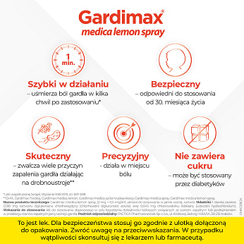 Gardimax medica lemon spray, na stany zapalne jamy ustnej i gardła, 30 ml