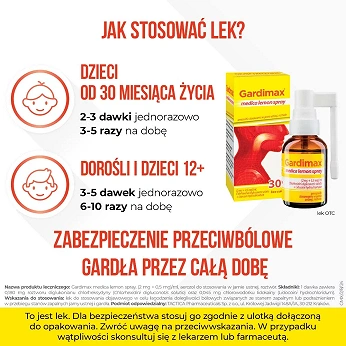 Gardimax medica lemon spray, na stany zapalne jamy ustnej i gardła, 30 ml