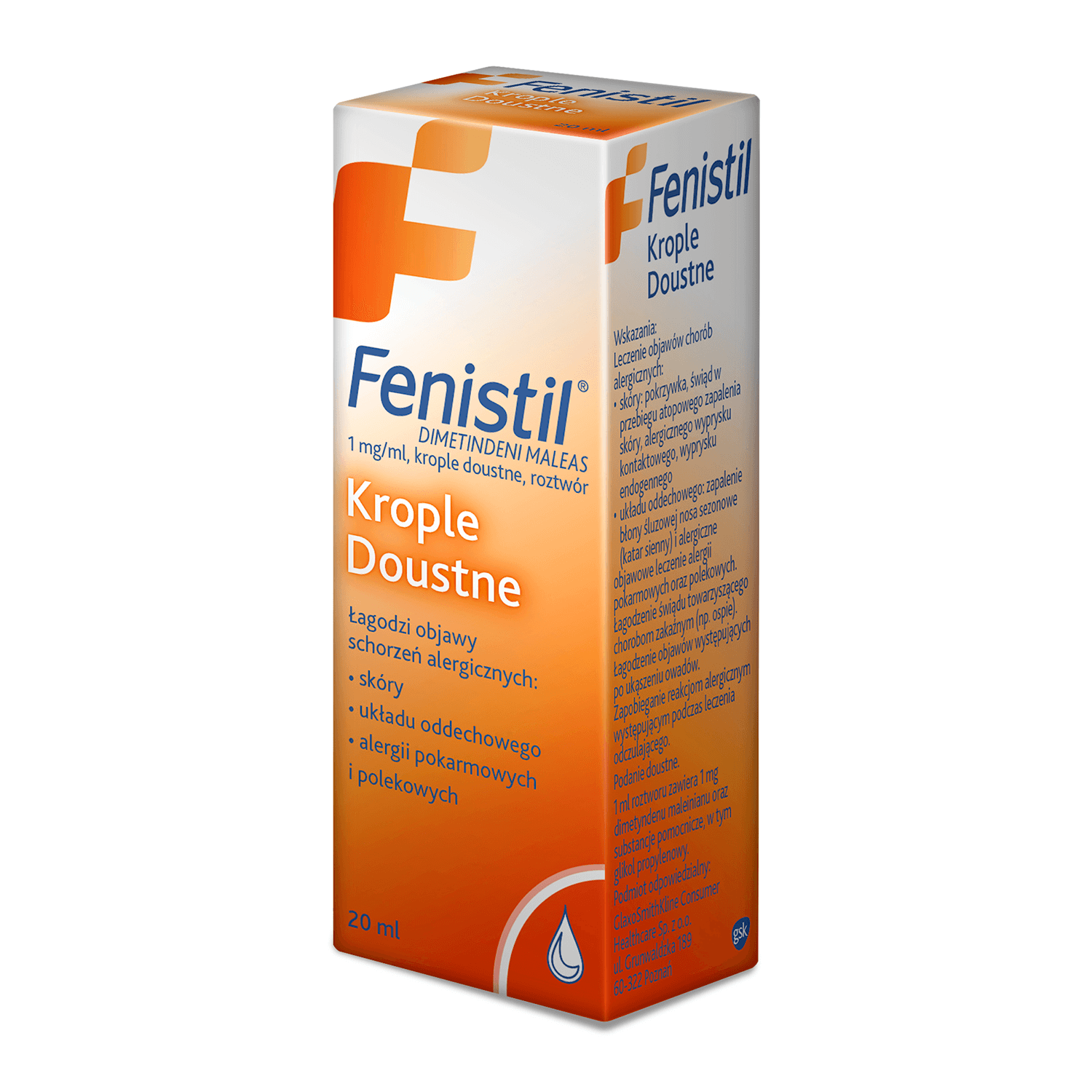 Fenistil krople o działaniu przeciwświądowym i przeciwuczuleniowym, 20 ml