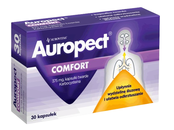 Auropect Comfort 375 mg na mokry kaszel 30 kapsułek