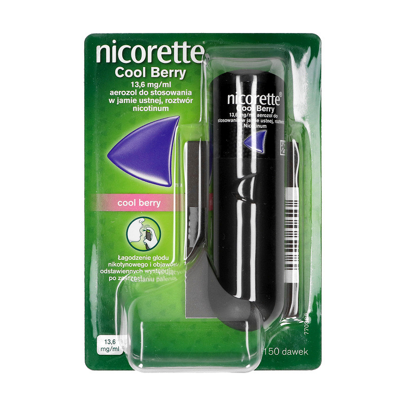 Nicorette Cool Berry, aerozol gaszący głód nikotynowy, 150 dawek KRÓTKA