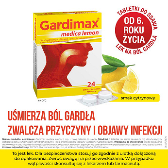 Gardimax Medica lemon, tabletki o smaku cytrynowym, 24 szt.