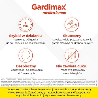 Gardimax Medica lemon, tabletki o smaku cytrynowym, 24 szt.