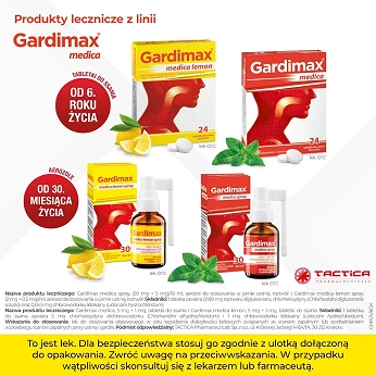 Gardimax Medica lemon, tabletki o smaku cytrynowym, 24 szt.