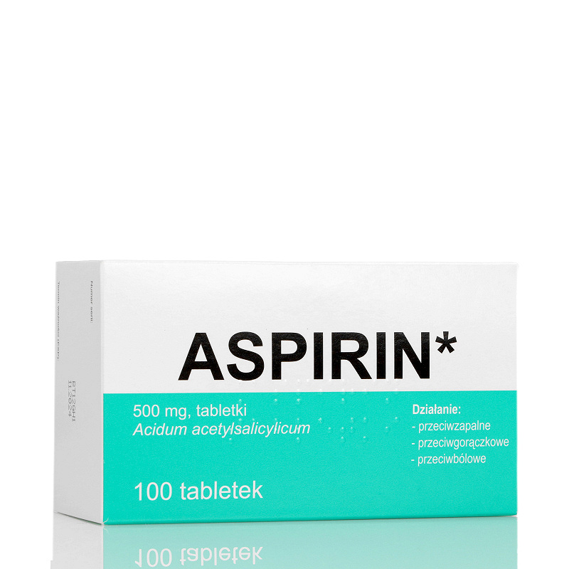 Aspirin , tabletki przeciwbólowe, przeciwgorączkowe, przeciwzapalne, 100 szt. (import równoległy)