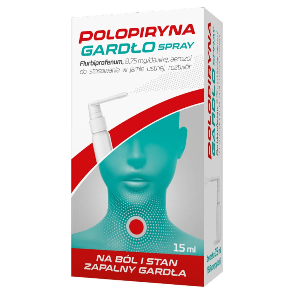 Polopiryna Gardło Spray, spray do gardła na ból i stan zapalny gardła, 15 ml