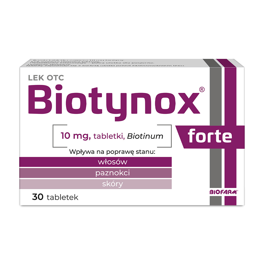Biotynox Forte 10 mg tabletki na niedobór biotyny, zdrowe włosy, skórę, paznokcie, 30 szt.