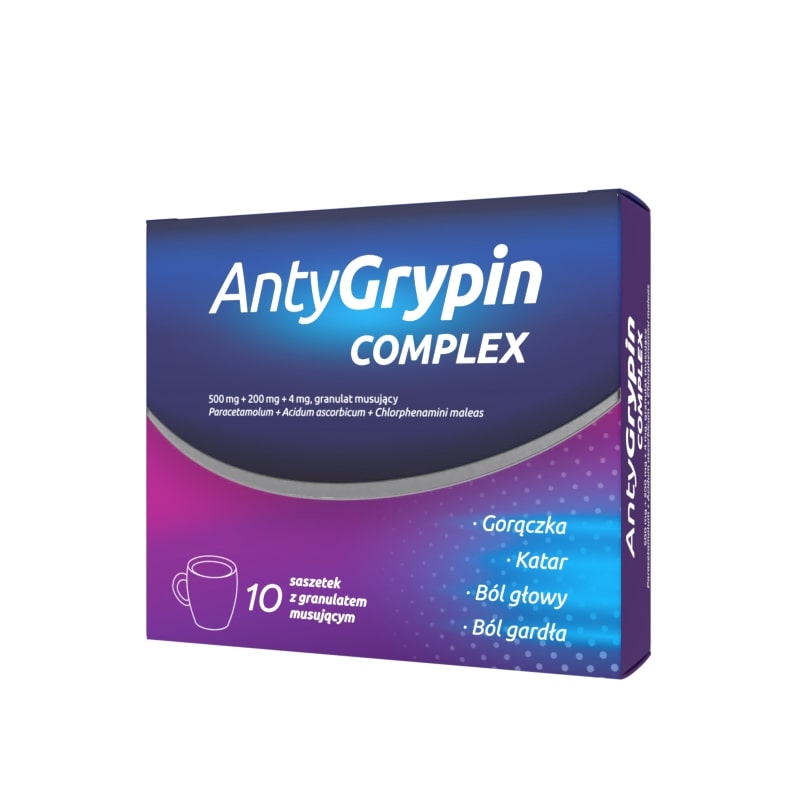 AntyGrypin Complex, preparat na grypę i przeziębienie, 10 sasz.