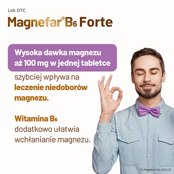 Magnefar B6 Forte, tabletki na niedobory magnezu, 60 szt.
