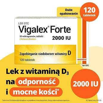 Vigalex Forte, tabletki z witaminą D3 2000 j.m., 120 szt.