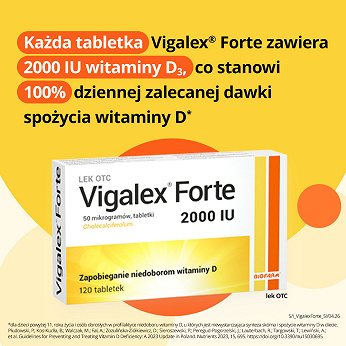 Vigalex Forte, tabletki z witaminą D3 2000 j.m., 120 szt.