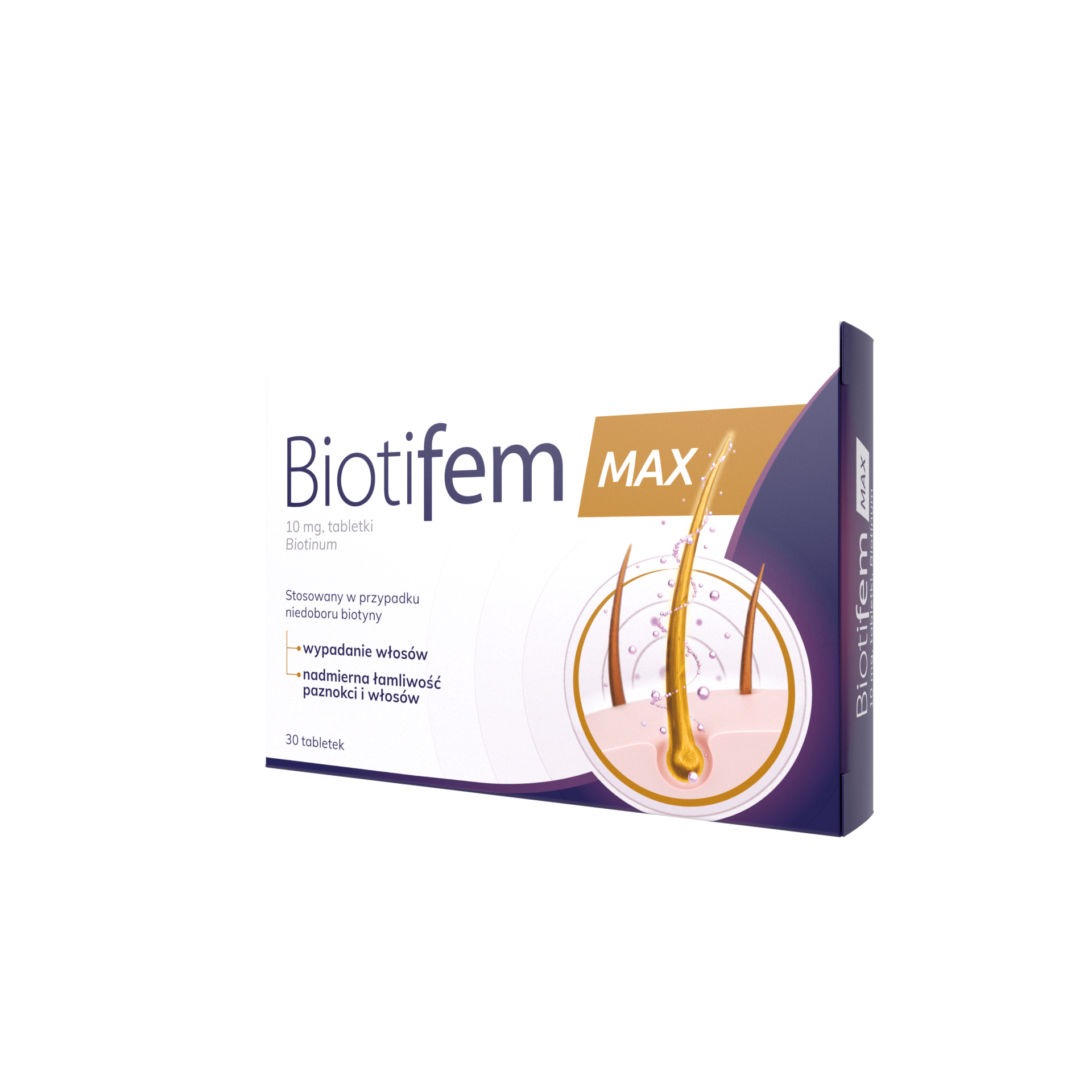 Biotifem Max tabletki z biotyną poprawiające kondycję włosów, skóry i paznokci, 30 szt.