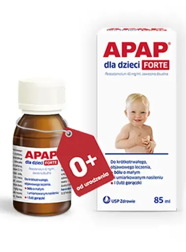 Apap Dla Dzieci Forte, zawiesina, smak malinowy, 85 ml