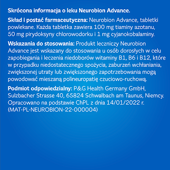Neurobion Advance, 100 mg+50 mg+1 mg, tabletki powlekane, 30 szt.