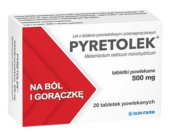 Pyretolek 500 mg, 20 tabletek powlekanych