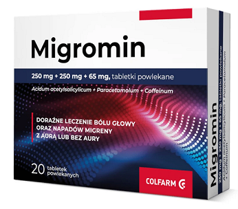 Migromin 250mg+250mg+65mg, 20 tabletek
