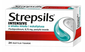 Strepsils Intensive 8,75 mg, 24 pastylki twarde o smaku miodu i eukaliptusa