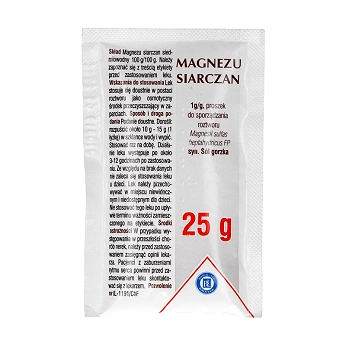 Magnezu siarczan, proszek do sporządzenie roztworu o działaniu przeczyszczającym, 25 g