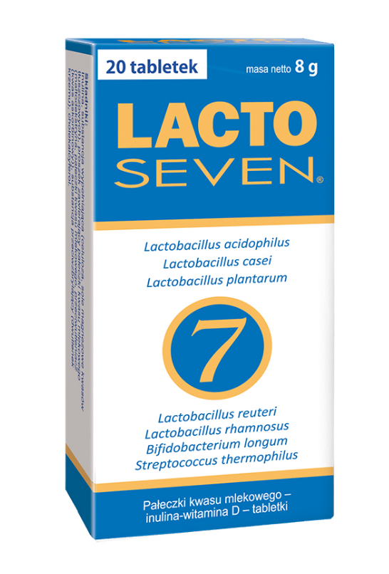 Lacto Seven, tabletki zawierające szczepy bakterii, 20 szt.