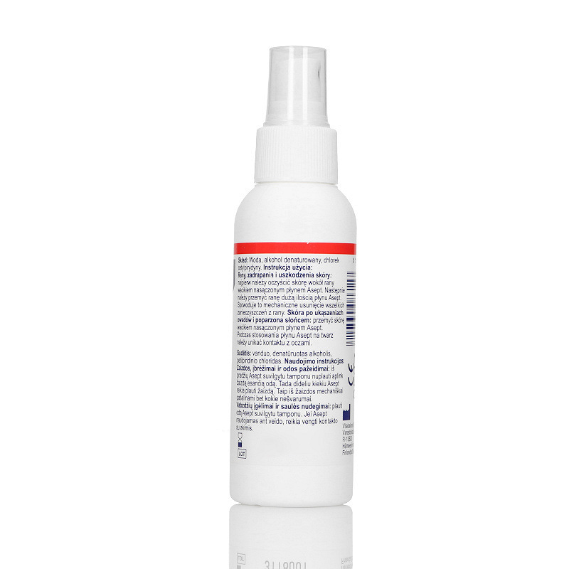 Asept, spray dezynfekujący na skaleczenia, infekcje jamy ustnej i gardła, butelka 100 ml