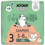 Moomin Baby 3 Midi pieluszki ekologiczne, 5-8 kg, 48 szt.