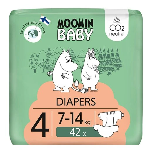 Moomin Baby 4, pieluszki ekologiczne, 7-14 kg, 42 szt.