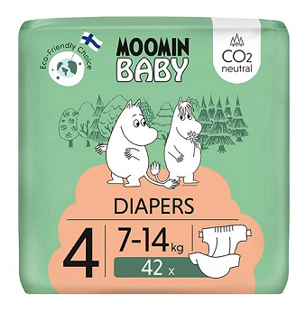 Moomin Baby 4, pieluszki ekologiczne, 7-14 kg, 42 szt.