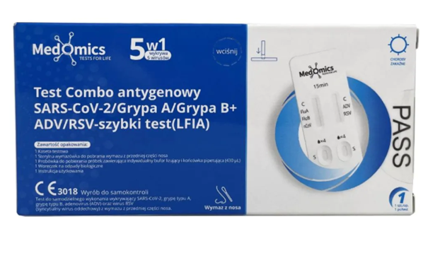 Test Combo 5 w 1 COVID-19, Grypa A/B, RSV, Adenowirus, 1 szt.
